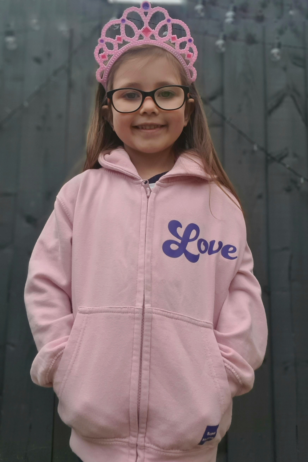 Pink & Purple Love Zip Kids Hoodie