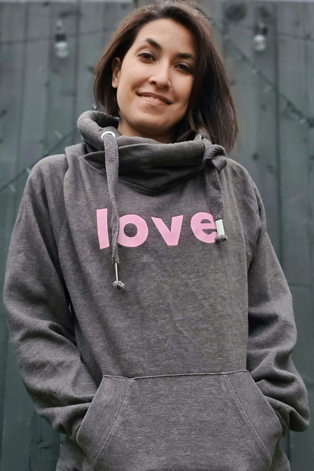 Grey top romance hoodie