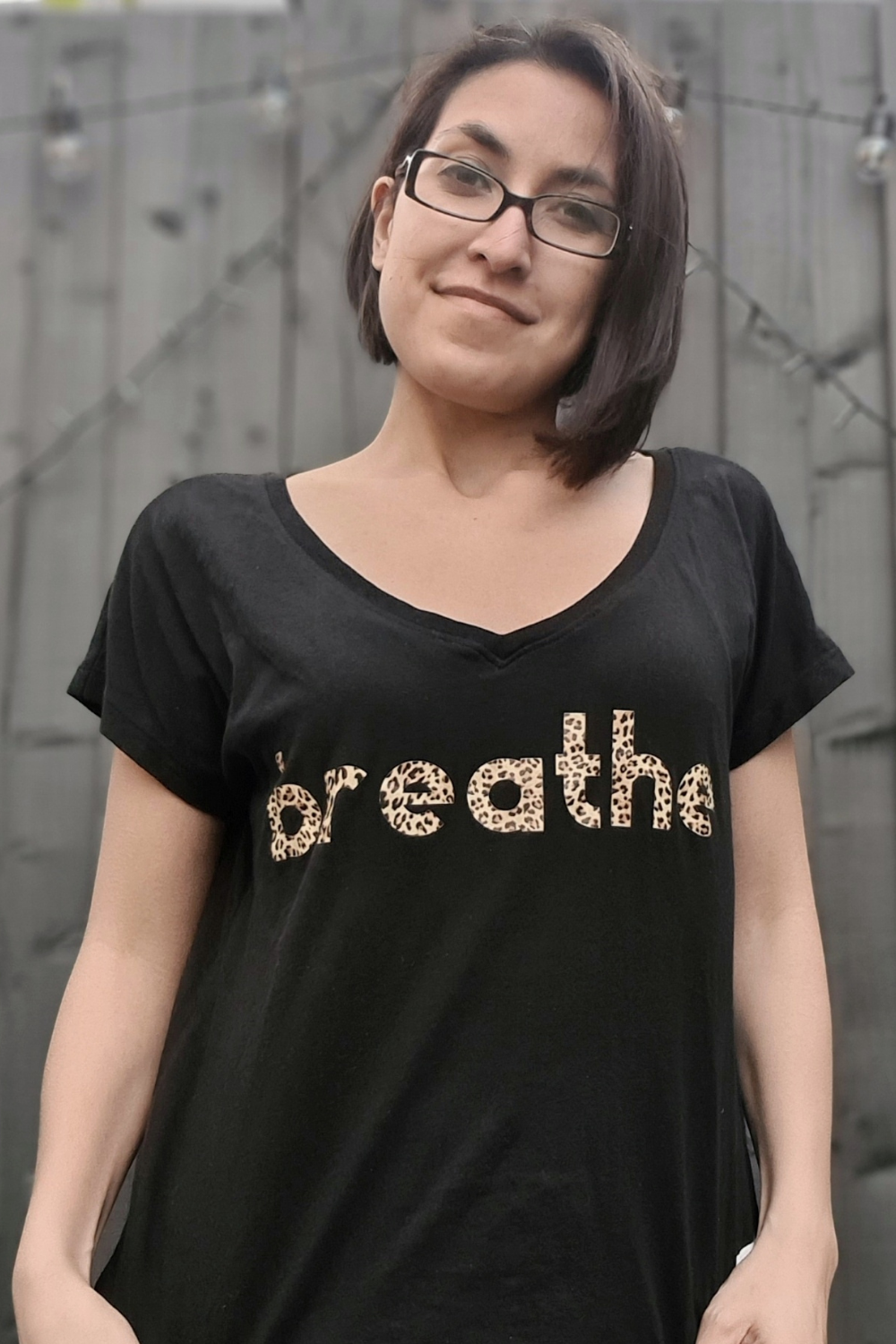 Black With Leopard Breathe Relax T-Shirt