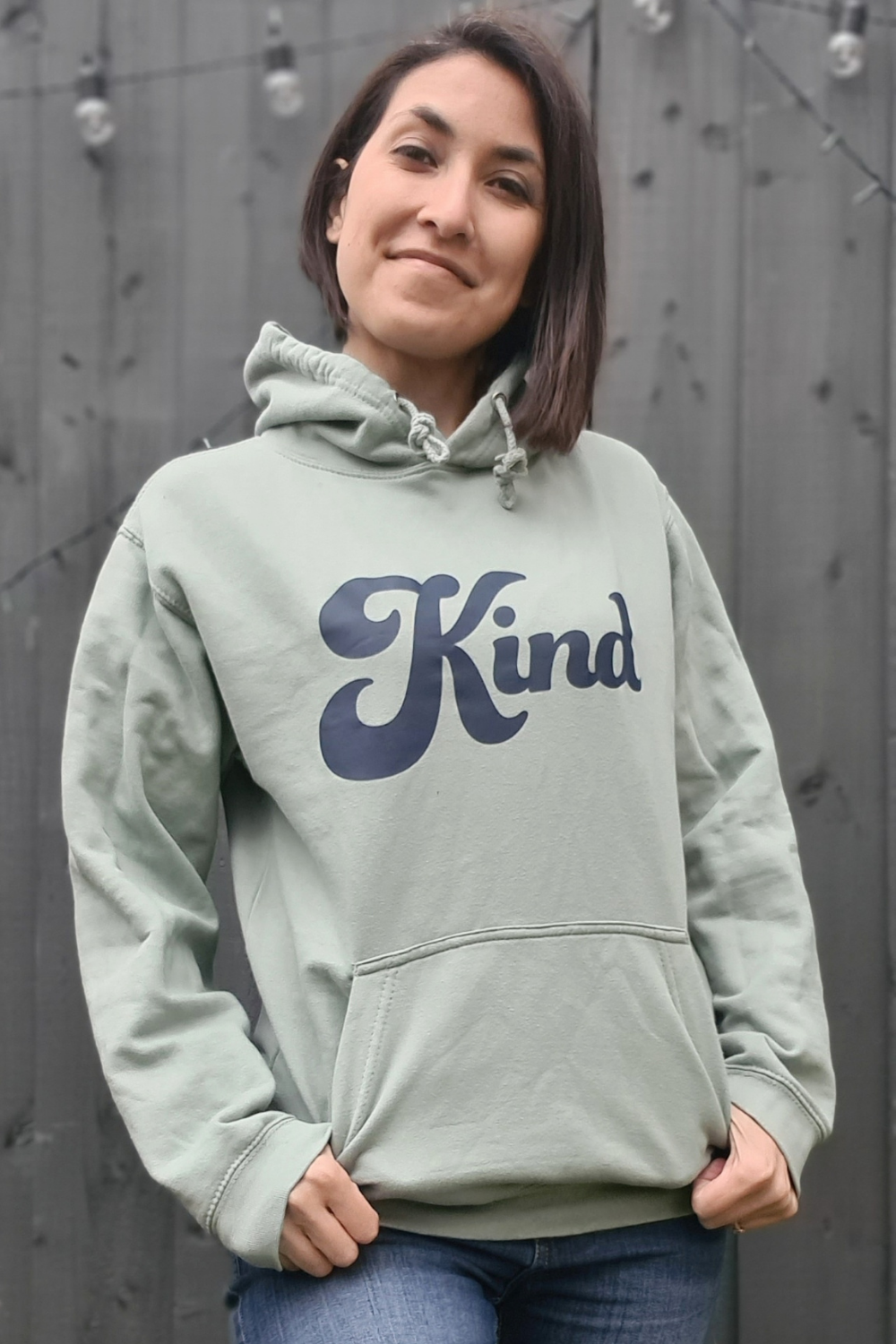 Navy & Dusty Green Kind Hoodie