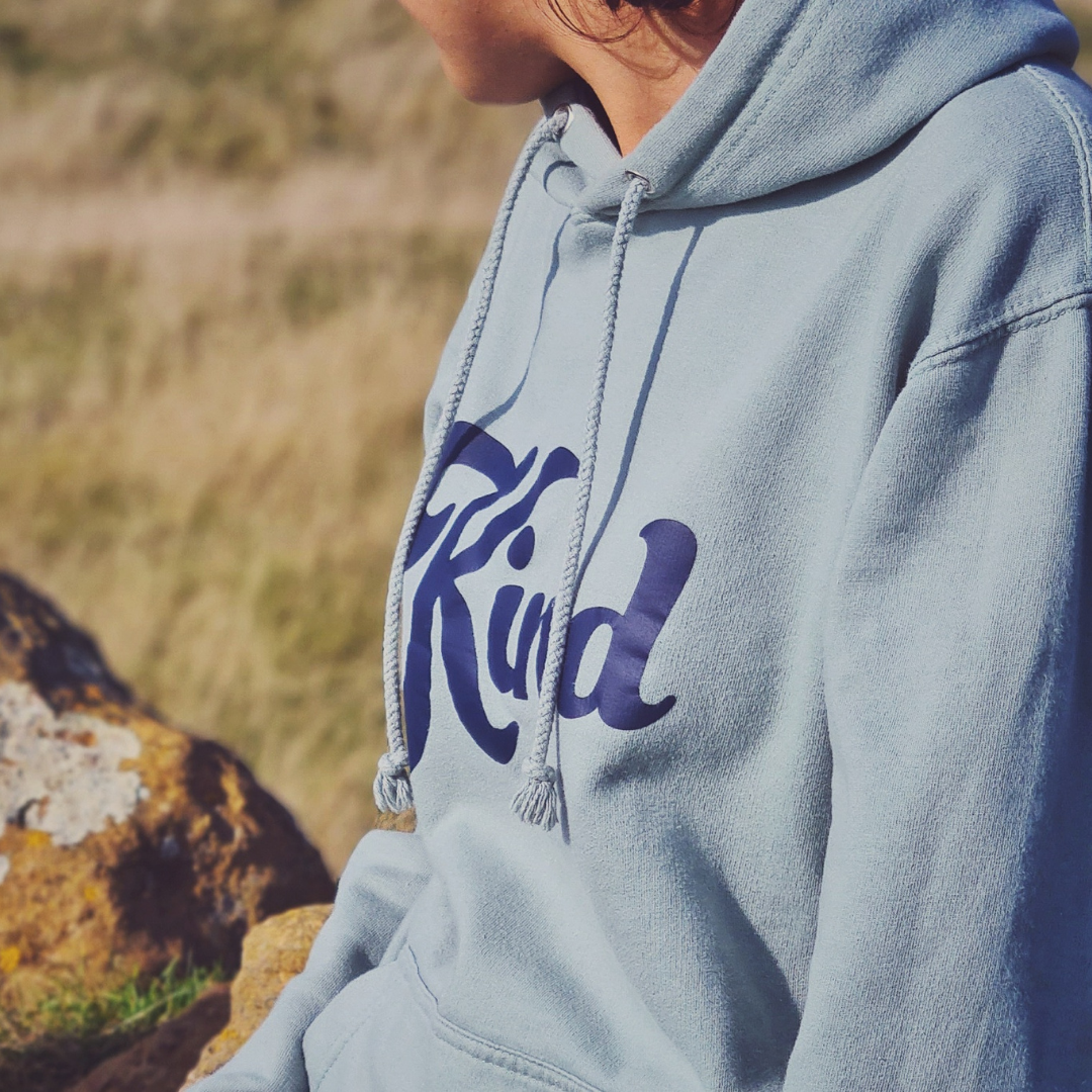 Navy & Dusty Green Kind Hoodie