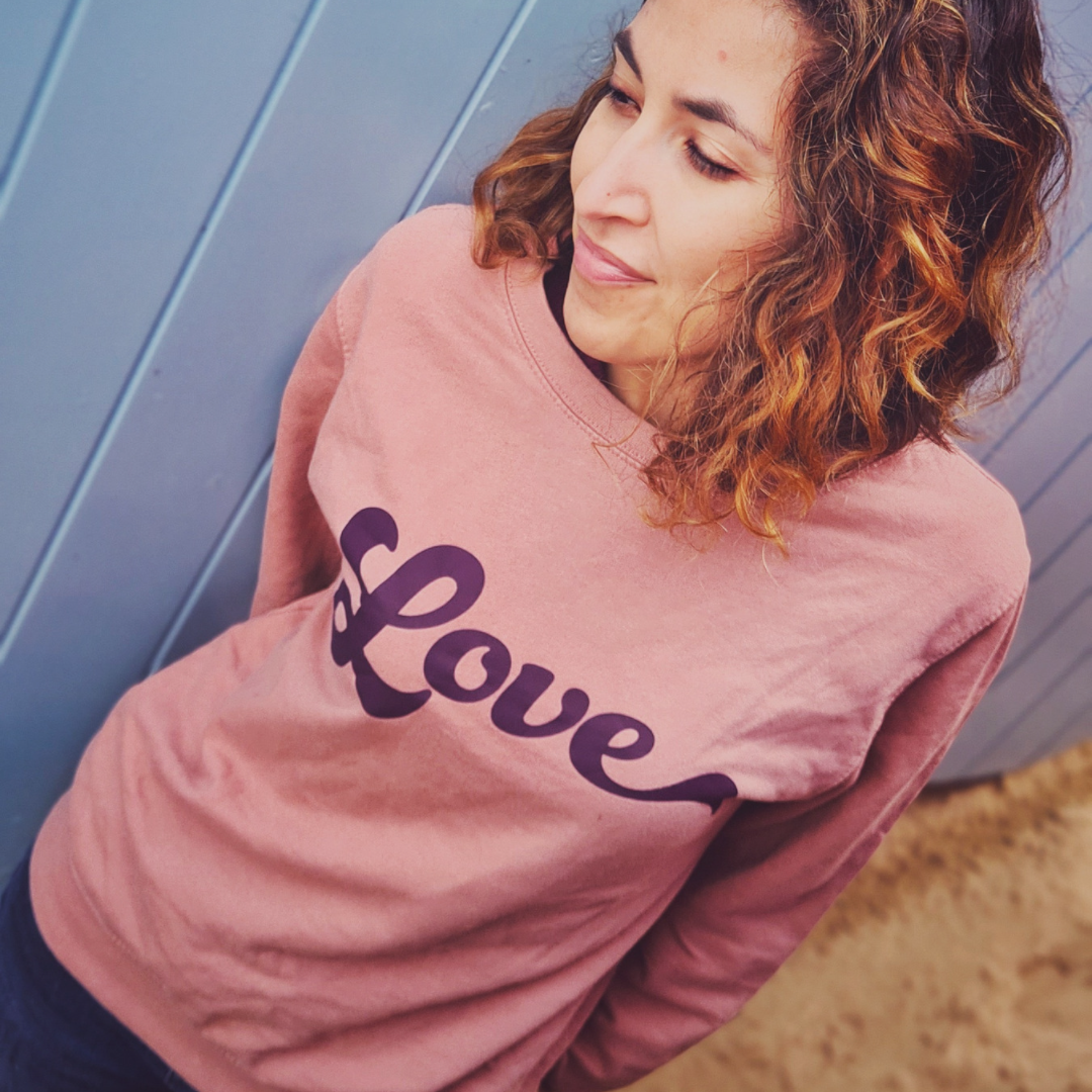 Dusty Pink and Cherry Love Sweatshirt