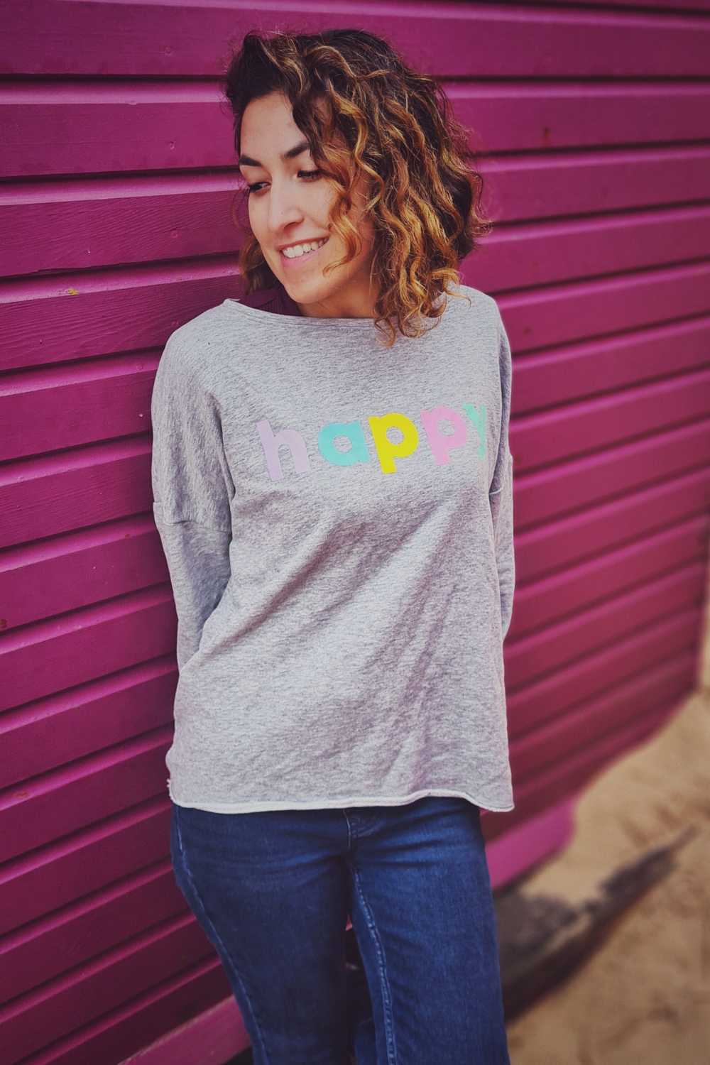 Rainbow Happy Oversized Sweatshirt