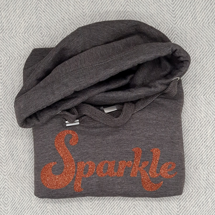 Bronze Sparkle Charcoal Grey Cowl Neck Hoodie